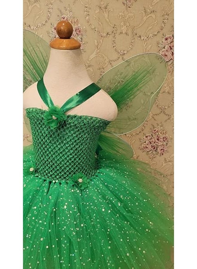 Daddy's Angel Girls Green Tutu Party Dress with Glitter Tulle Skirt – Sleeveless Princess Dress for Birthdays & Special Occasions - Image 3